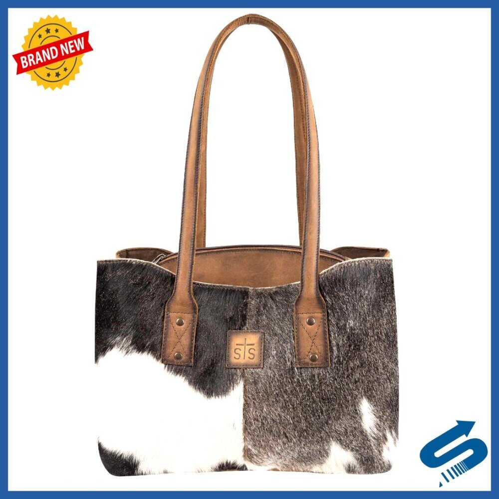 Full Grain Leather Tote Bag with Zip Closure and Dual Handles